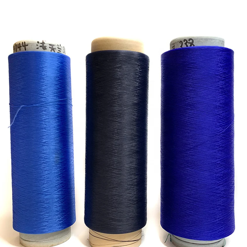 DTY 50D/24F violet color with recycled GRS high color fastness dope dyed cool dry polyester yarn for Crochet knitting fabric