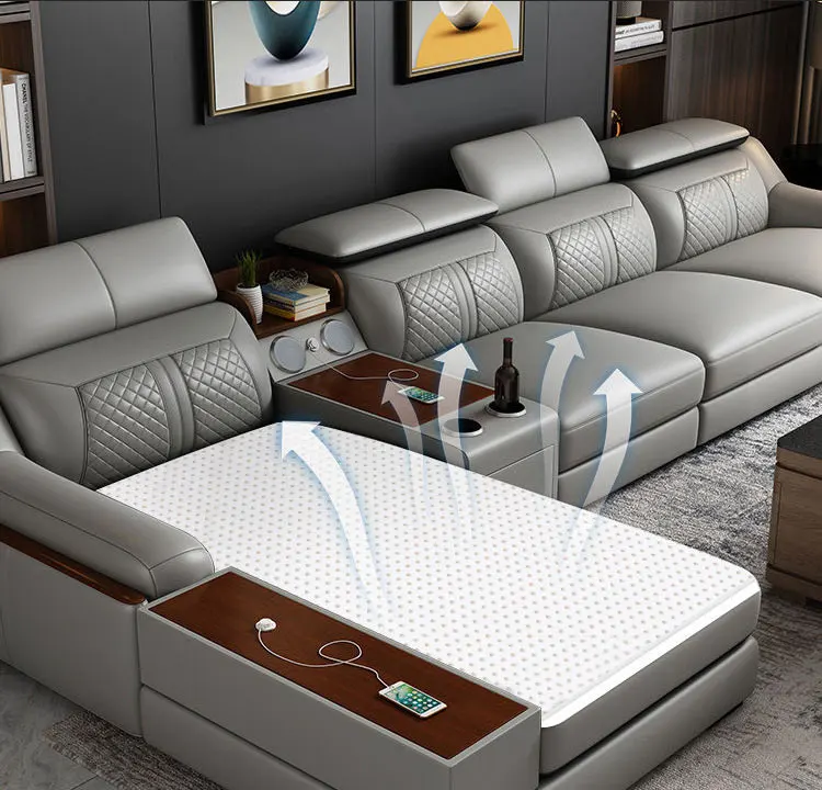 Leisure Modular Leather Sofa Comfortable Durable Deep Home Sofa Set Furniture