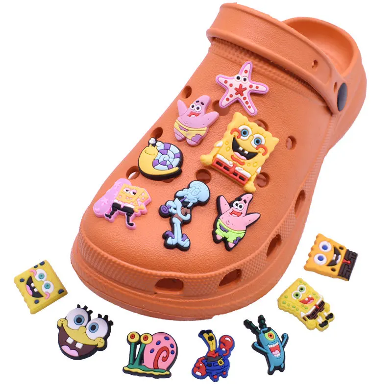 2022 Custom 3D luxury shoe charms Sponge Bob PVC 1000 mixed croc charms anime cartoon croc charm