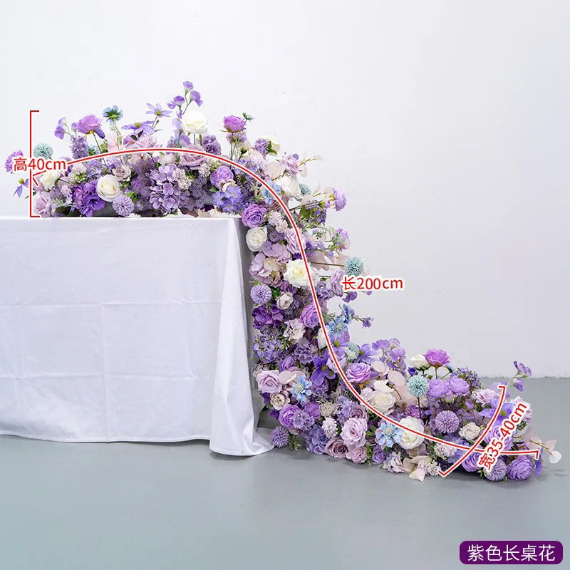 GIGA European purple table hotel wedding banquet festival window decoration fake simulation rose silk 100cm long flower runner