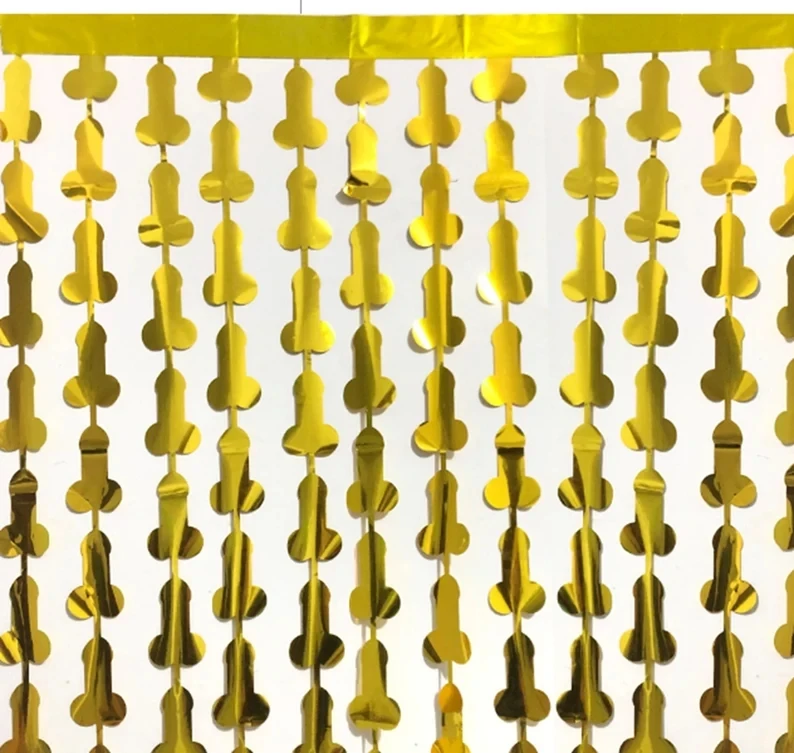 Hen Party Willy Tinsel Curtain Rose Gold Metal BackDrop Hens Party Penis Decor Bridal Party Girls Night Penis