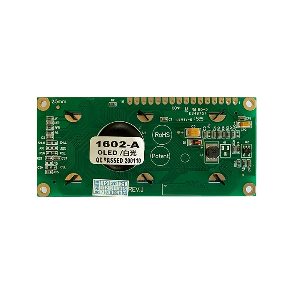 RoHS square Winstar 1602 oled screen Parallel or serial MPU interface 16x2 character oled display