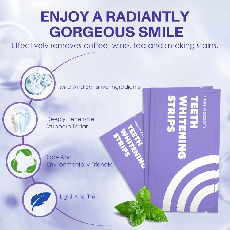 Ultra White Professional Teeth Whitening Strips Mint Flavor Teeth Stain Remover OEM ODM Wholesale Teeth Whitening Strips