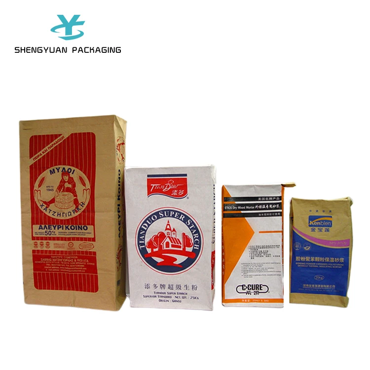 Под заказ, 25 кг 3 слоя крафт-бумажный мешок для упаковки цемента для сухих строительных смесей гипс порошка замазки стены клей для плитки