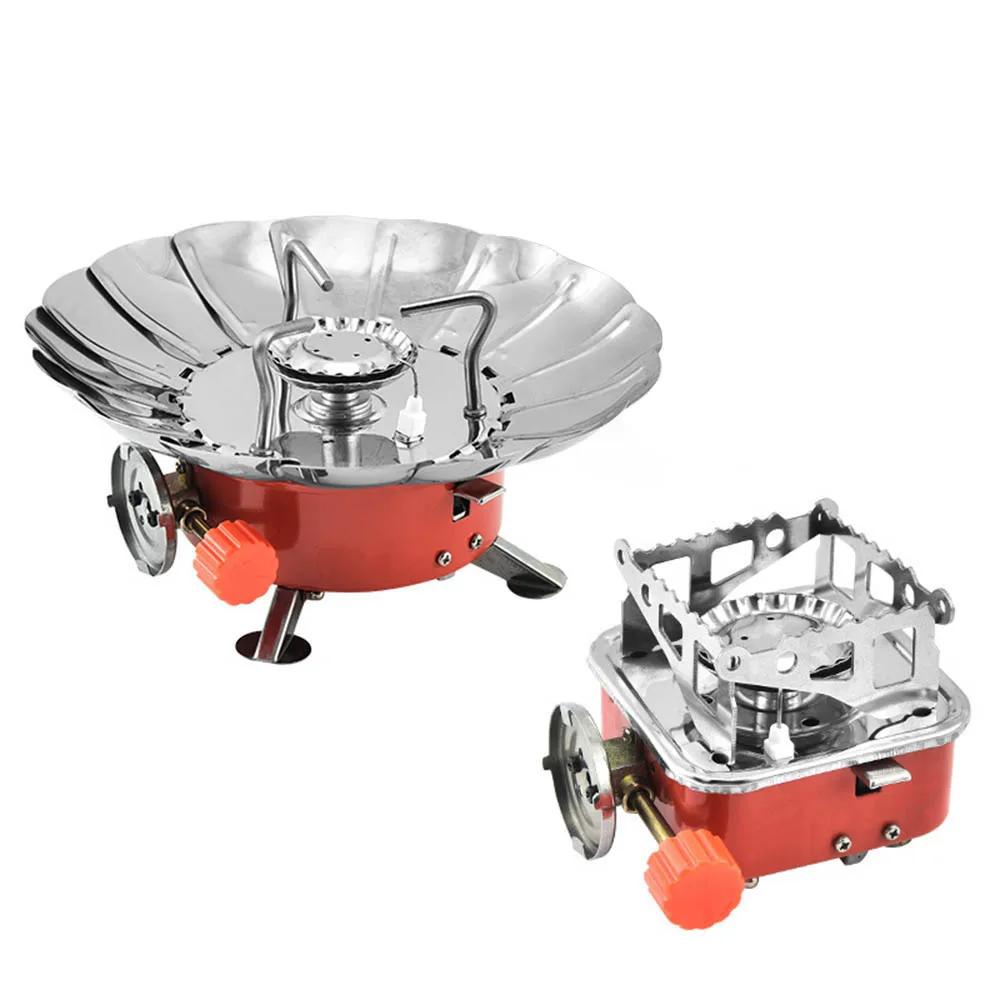 Portable Windproof Collapsible Gas Stove for Camping Picnic Stainless Steel and Iron Outdoor Equipment in Bag Packaging