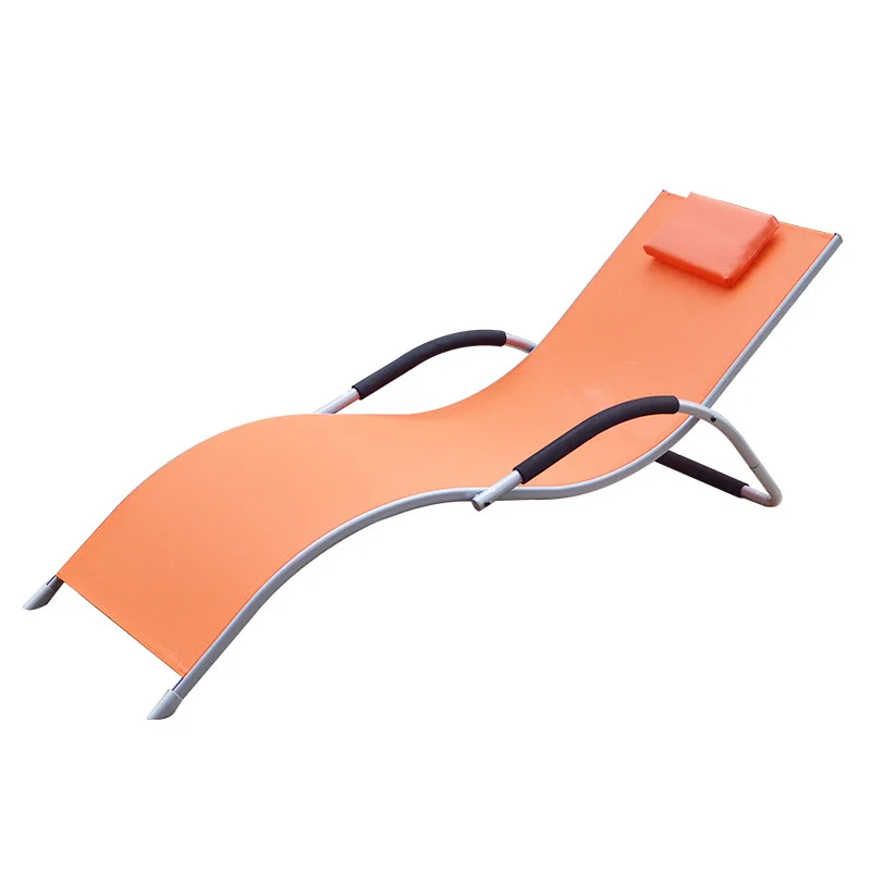 High End Modern Pool Furniture Metal Beach Lounger Orange Garden Sets Outdoor Furniture Sun Lounger