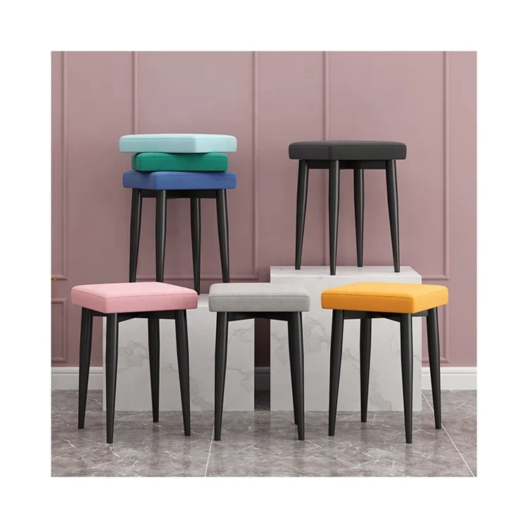 Современная мебель для гостиной черная бархатная табуретка с металлической рамой штабелируемые стулья