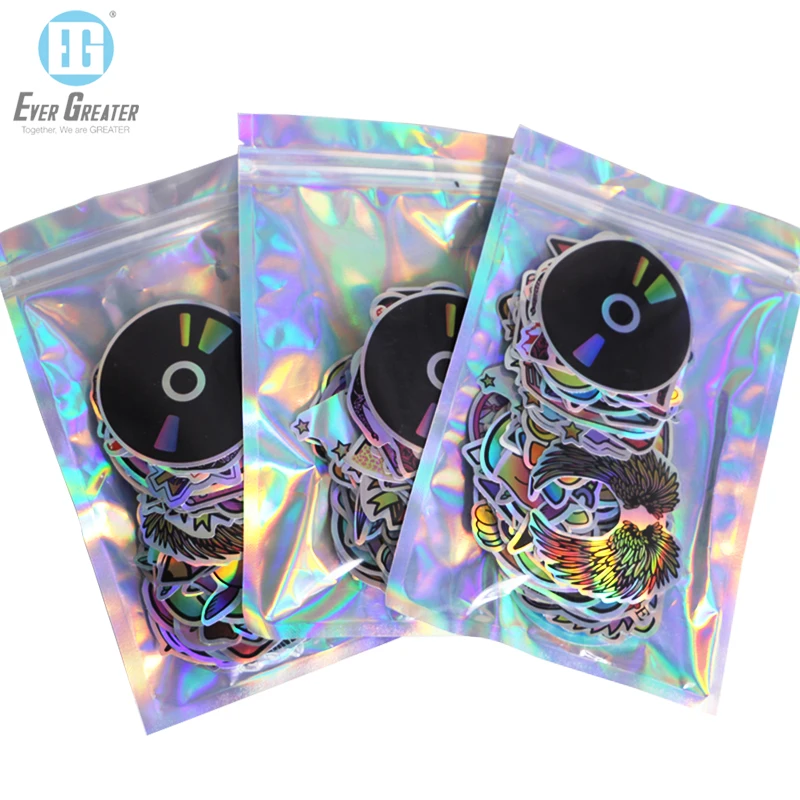 High Quality Custom Laser Logo Label Sticker Sheet Printing Die Cut Waterproof Vinyl Shiny Holographic Sticker