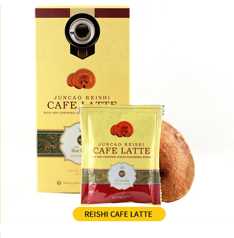 Mushroom Instant Coffee Mix Ganoderma Lucidum Reishi Powder 3 in 1 Bag OEM Box Packing