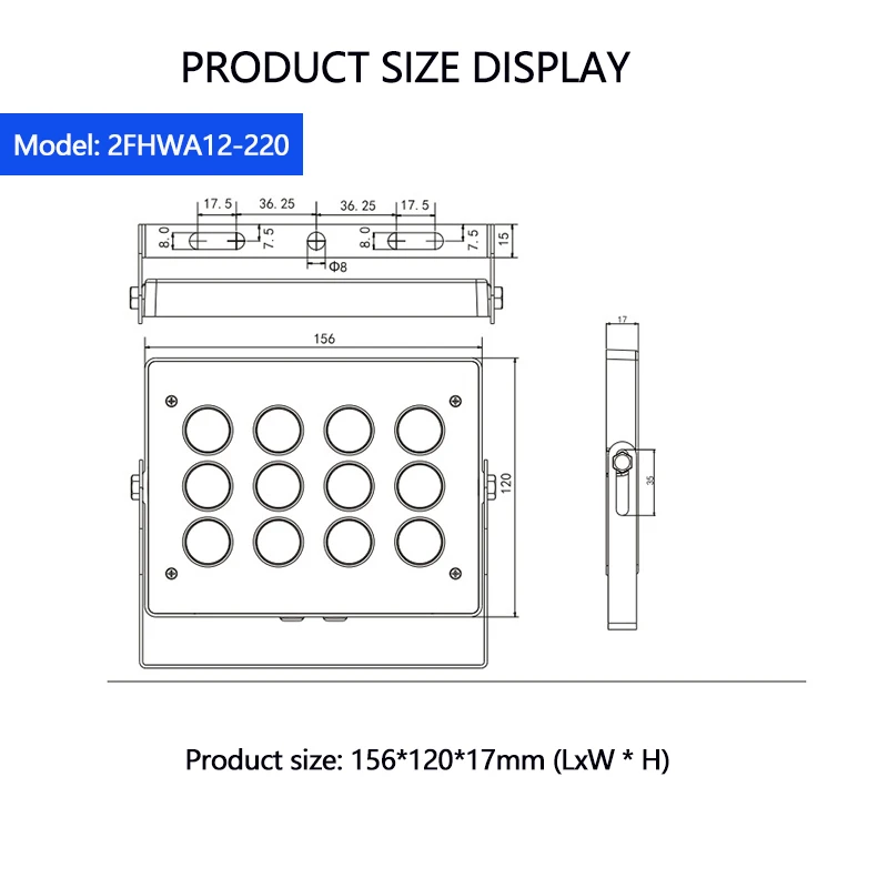 Outdoor LED Fill Light IP65 Rated Aluminum Flood Lights for License Plate Recognition Parking Lot Security Monitoring on Road