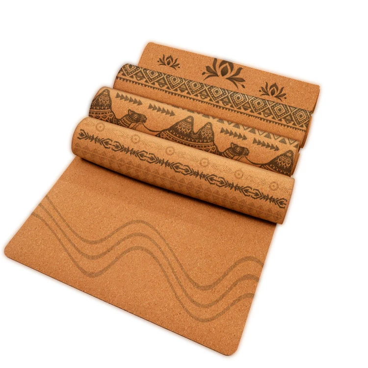 Custom Private Label Print Eco Friendly Cork Natural Rubber Pilates Yoga Mat For Indoor Hot Workouts