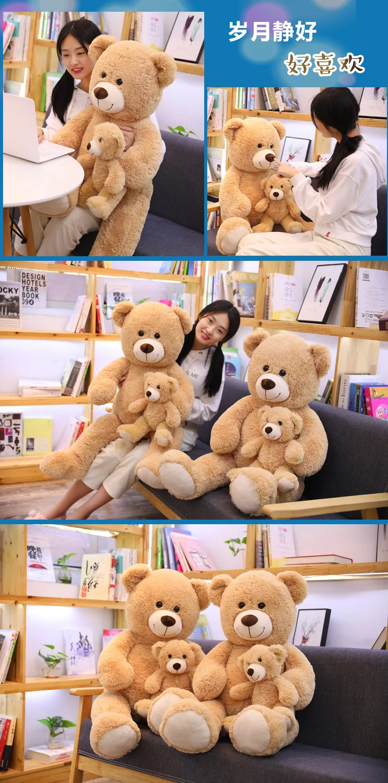 Yangzhou Custom Stuffed Soft Mother and Child Plush Toy Giant Teddy Bear,  soft plush mother and son bear bolster for promotion