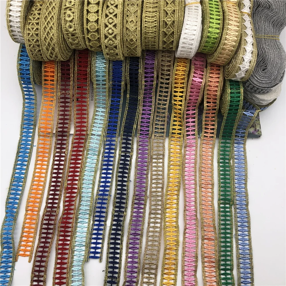 Africa colorful  Embroidered  gold braid lace trimming ribbon Trim For craft sew  Wedding Applique DIY wide 2cm