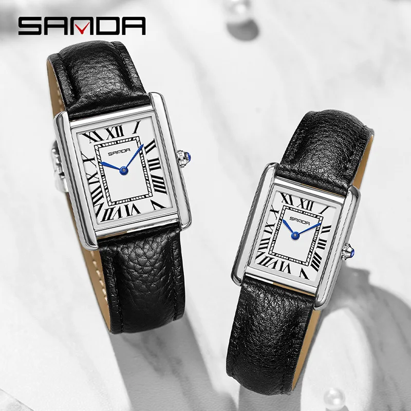 New OEM/ODM SANDA 1108M/9031L Classic Roman Scale Couple Quartz Watch Genuine Belt Quartz Watch for Men and Women