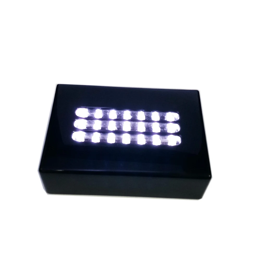 Three Lines White lights Piano Black Lacquer Wooden Led Light Base s for Crystals