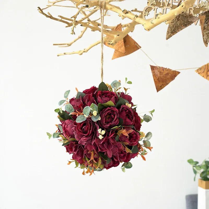 Cross-Border New Simulation Hydrangea Peony Flower Ball Indoor Outdoor Wedding Decorations Shopping Mall Photography Fake Silk
