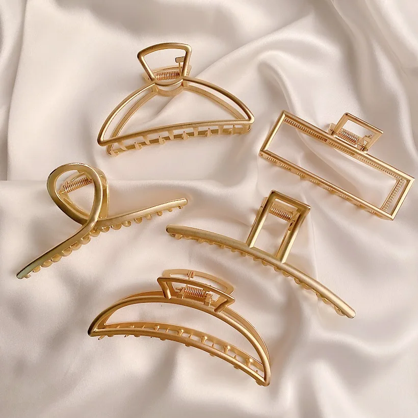 Fashion matte claw hair clip metal vintage hair claw clips for women metal hair claw rectangle