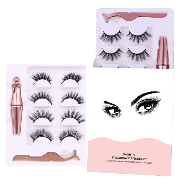 Wholesale Magnetic Eyelashes with Eyeliner 5 Pairs Reusable Fake Eyelashes Magnetic Eyeliner