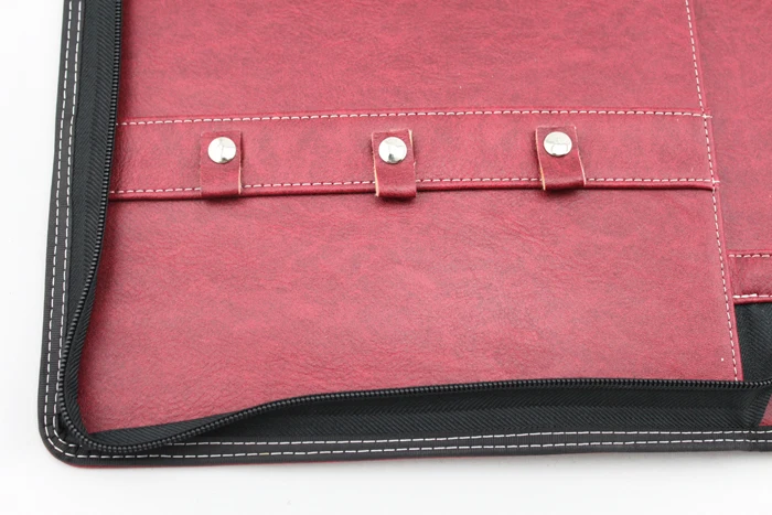 OEM Custom A3 A4 A5 Size Red PU Leather Portfolio Bag with Handle