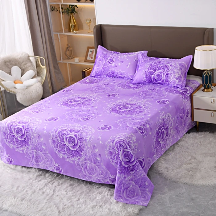 New Household Printing Flat Bed Sheet Pillowcase Wholesale Custom Right Angle Flat Sheet Set