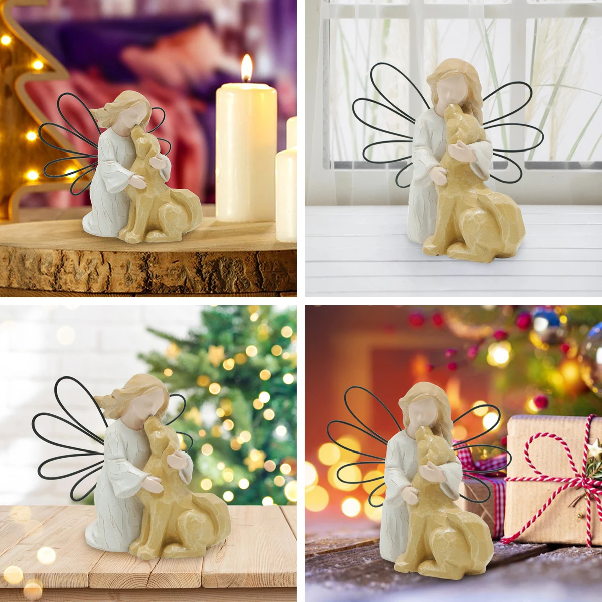 Wholesale  Wing Angel with dog statue Angel figure for gift resin gifts for home gift home figure products  statue angel figure