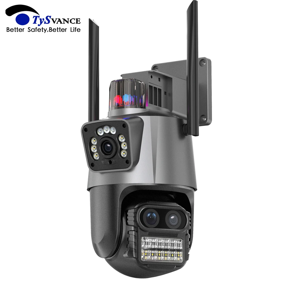ICsee Three Lens Dual CCTV 9MP Security Camera 4K Wifi IP Video Outdoor Surveillance 8X Zoom PTZ Wireless Network Monitor