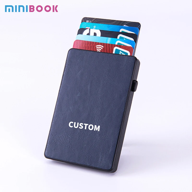 Anti-theft brush right side switch automatic card box Anti-degaussing carbon fiber card holder Aluminum alloy push card box