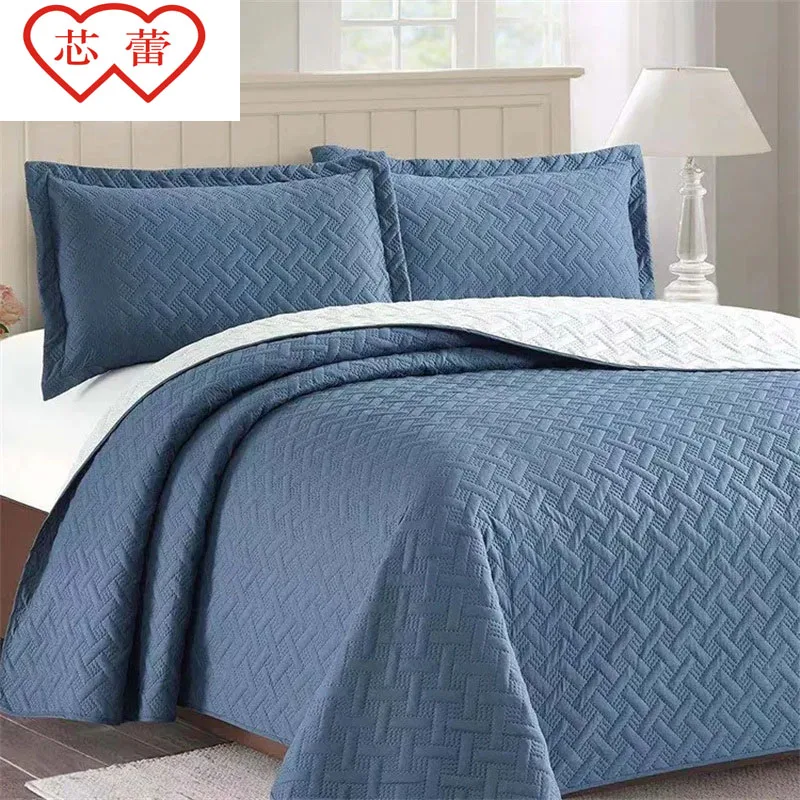 Ultrasonic 3 Pieces Quilt Set Lightweight Bedspread Bed Cover Coverlet Set with Pillow Shams