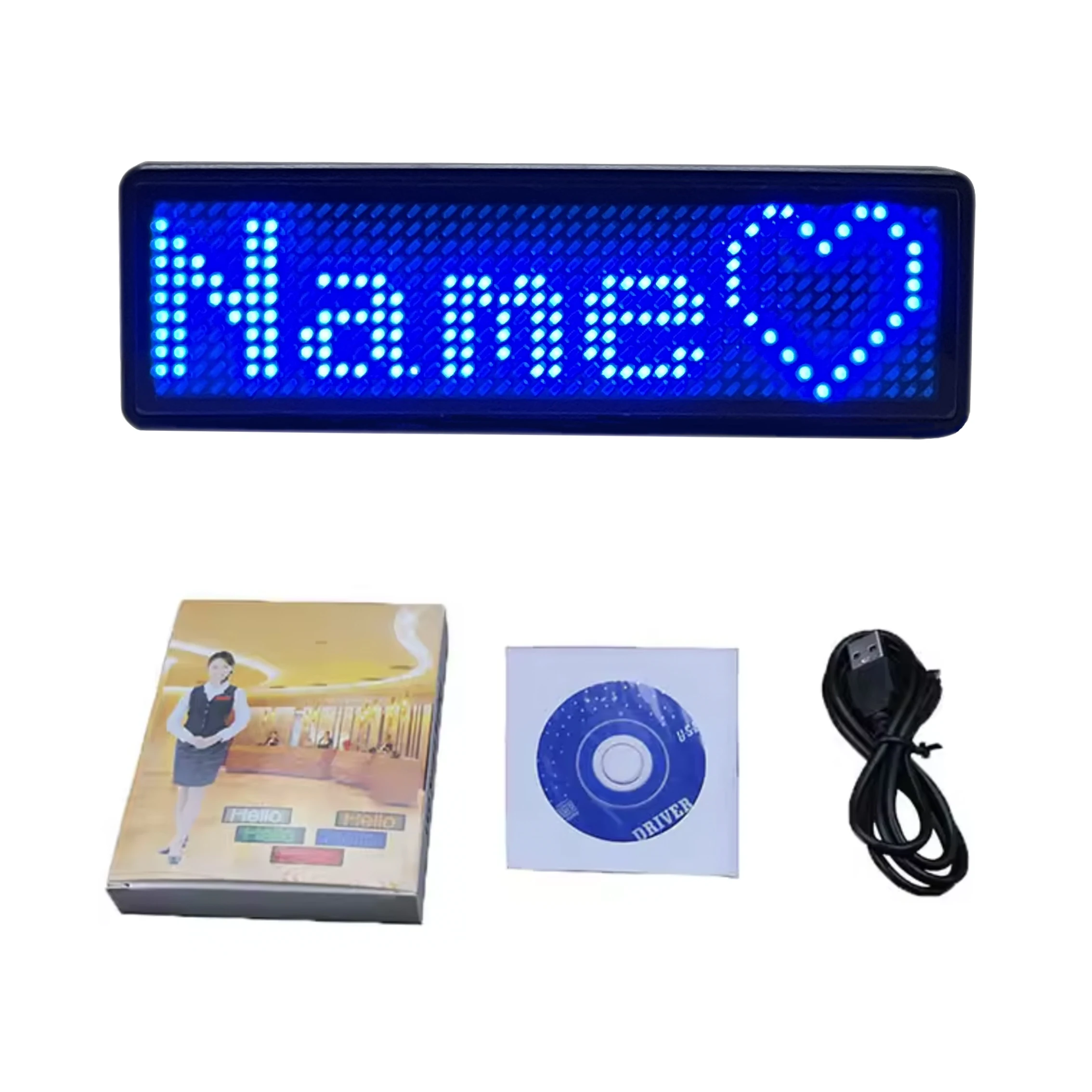 Factory Wholesale Restaurant Party Wearable Custom Employee Name Badge Message LED Flashing Badge