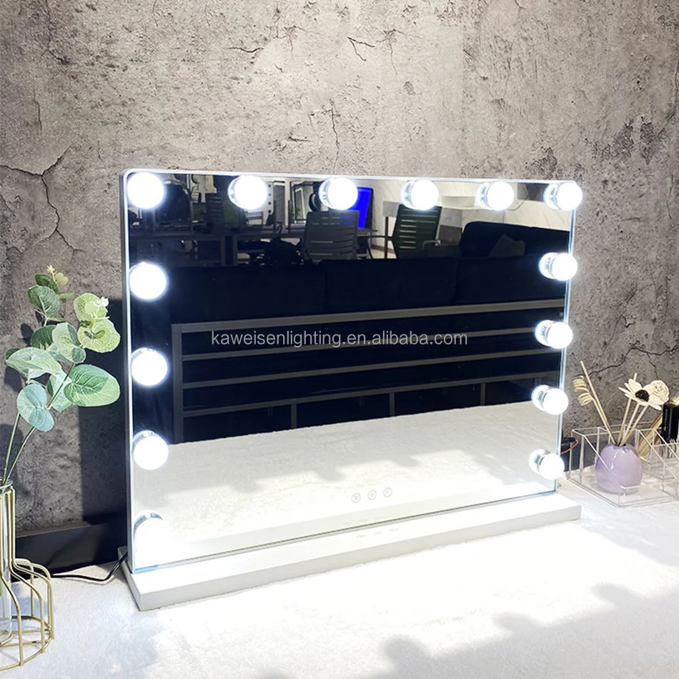 Big Seller Touch Screen Dimmable Hollywood Mirror Vanity Style Table Makeup Table Set With 14 bulb lights dimmable
