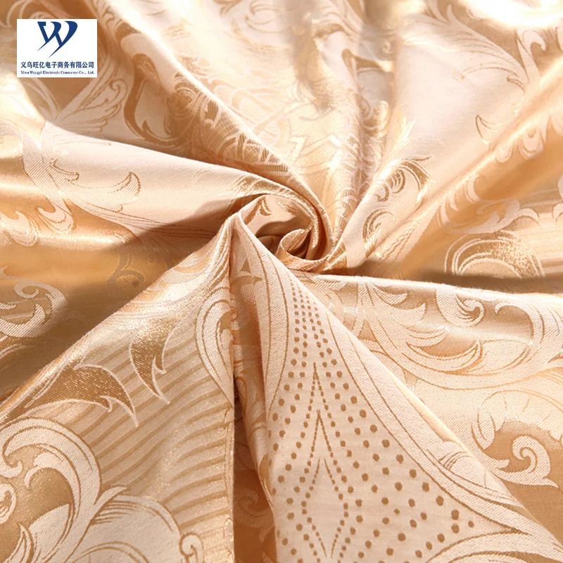 Classic European Style Silk Sheets Jacquard Gold Family Polyester Bedding Set