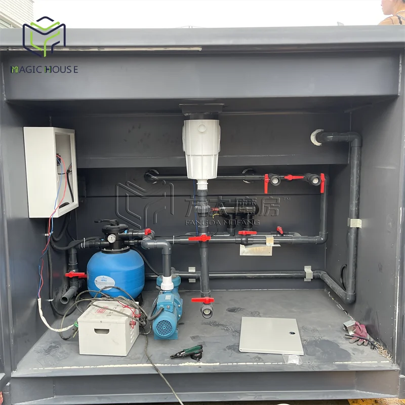 20ft Ship Container Pool Customized Sizes Acrylic Glass Window One Stop Equipment