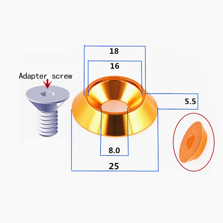 Custom Aluminum Cup Washers Cone Cup Head Washer Shim