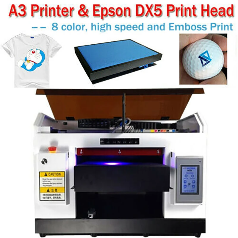 A3 Desktop Tshirt Roll To Roll Uv Flatbed Printer US Stock