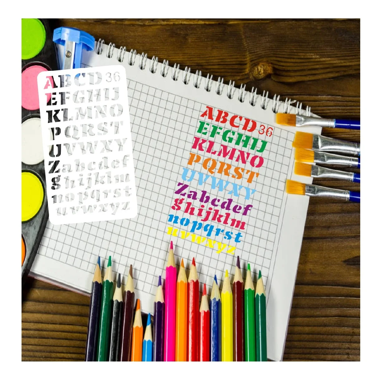 36pcs Laser Stencil Plastic Planner Stencils Notebook/Diary/Scrapbook DIY Drawing Template Stencil 4x7 Inch