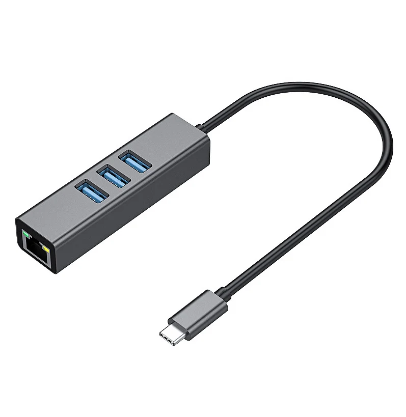 Type c to USB 3.0 HUB with Ethernet 4 in 1  adapter USB C TO RJ45 LAN port megabit 10/100Mbps hub with 3 USB 3.0 port