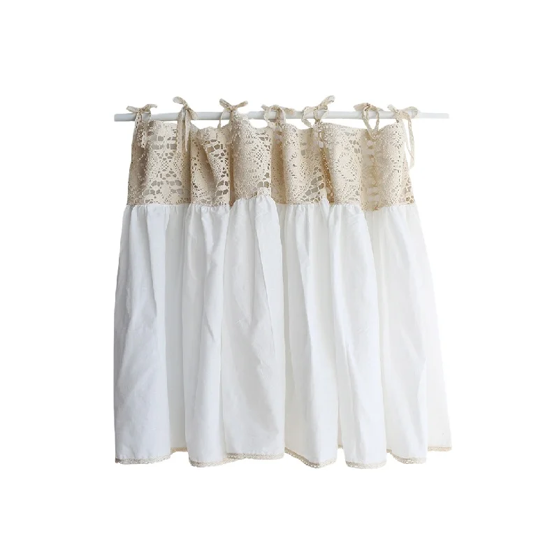 Customized Logo Kitchen Cafe Curtains Sets Short Windows Cotton Ribbons