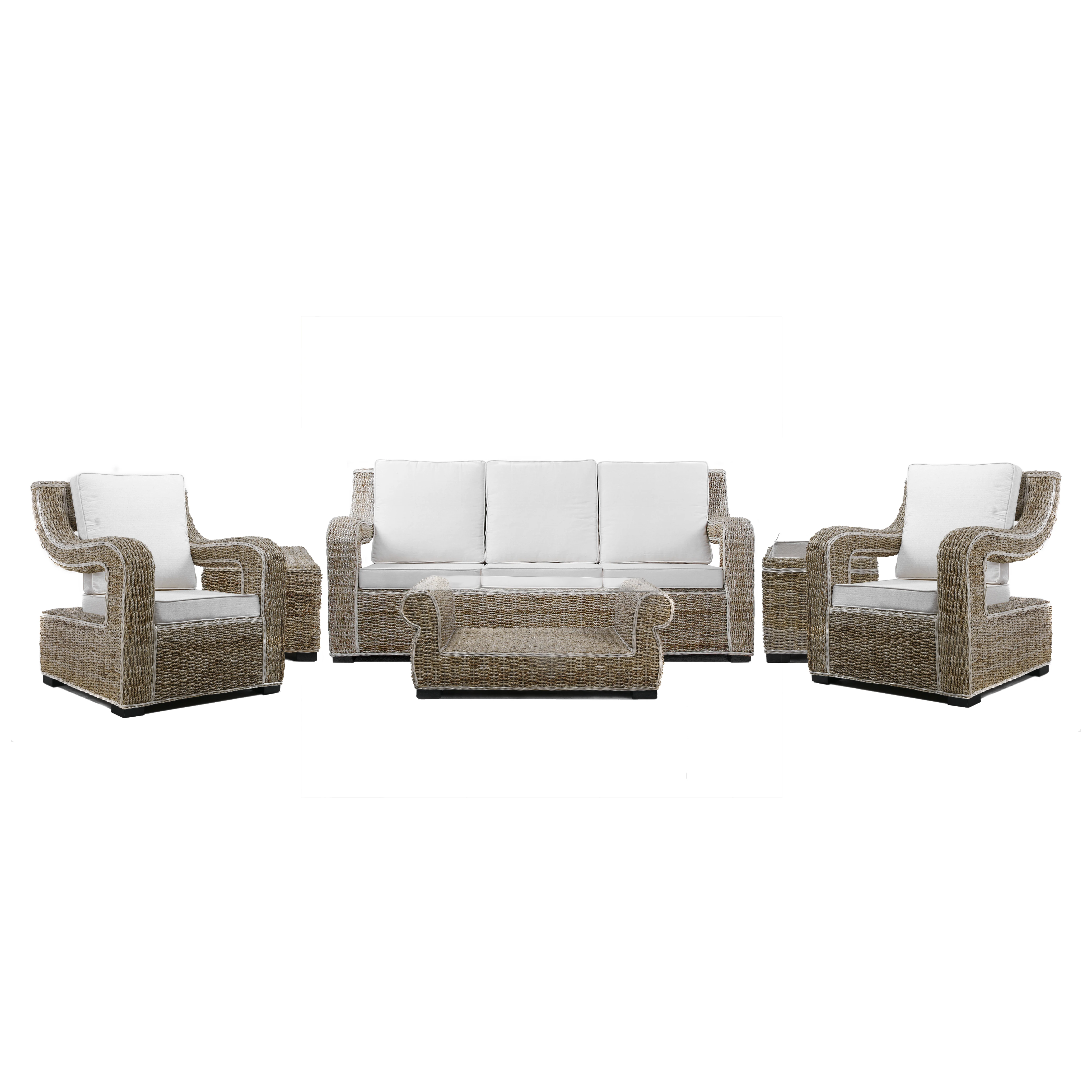 Indonesia hot sale living room furniture sofa and table made of of Mahogany Wood and banana Leaf  weaving