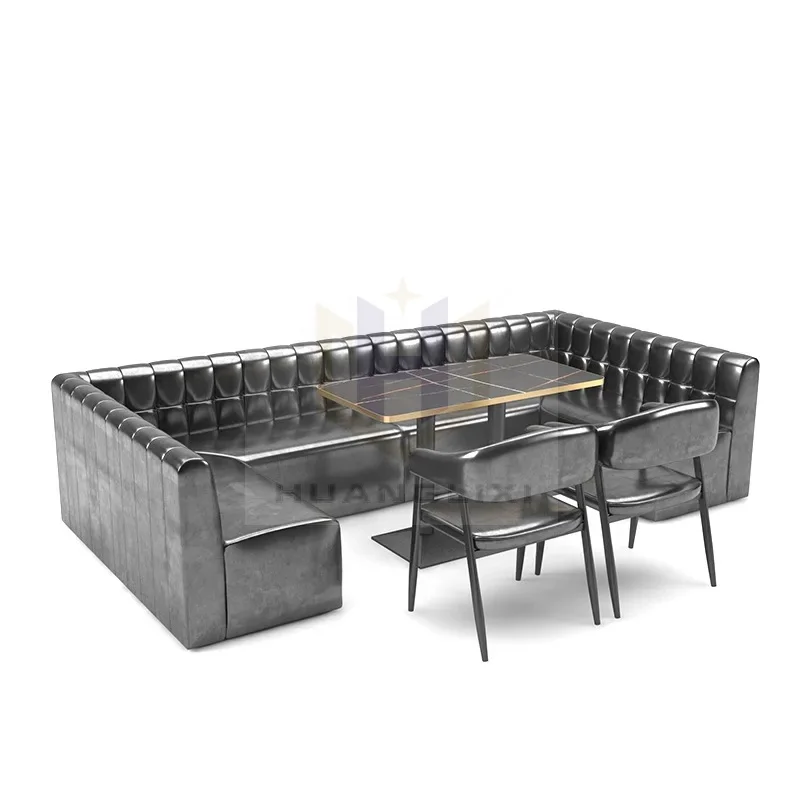 U L shape restaurant hookah lounge furniture bar cafe booth pu leather night club sofa pub bar chair and table counter set