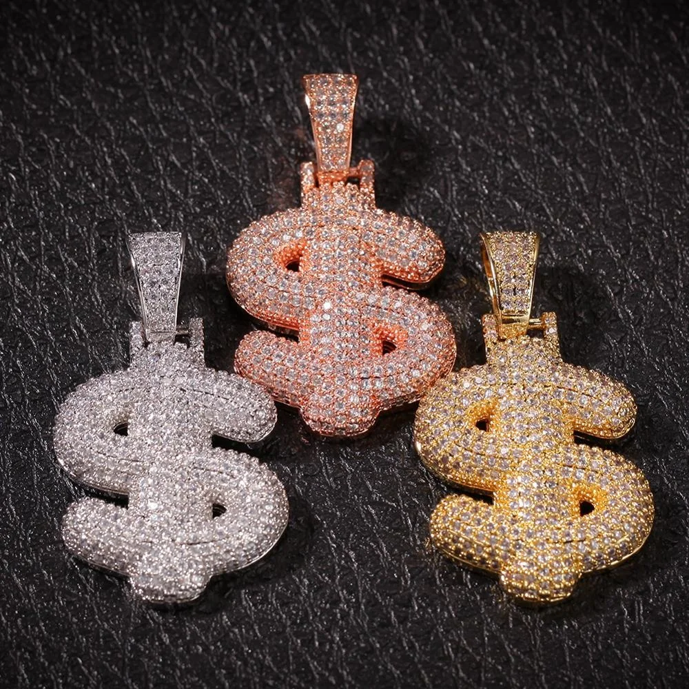 Custom Shaped Hip Hop Dollar Sign Question Mark Pendant