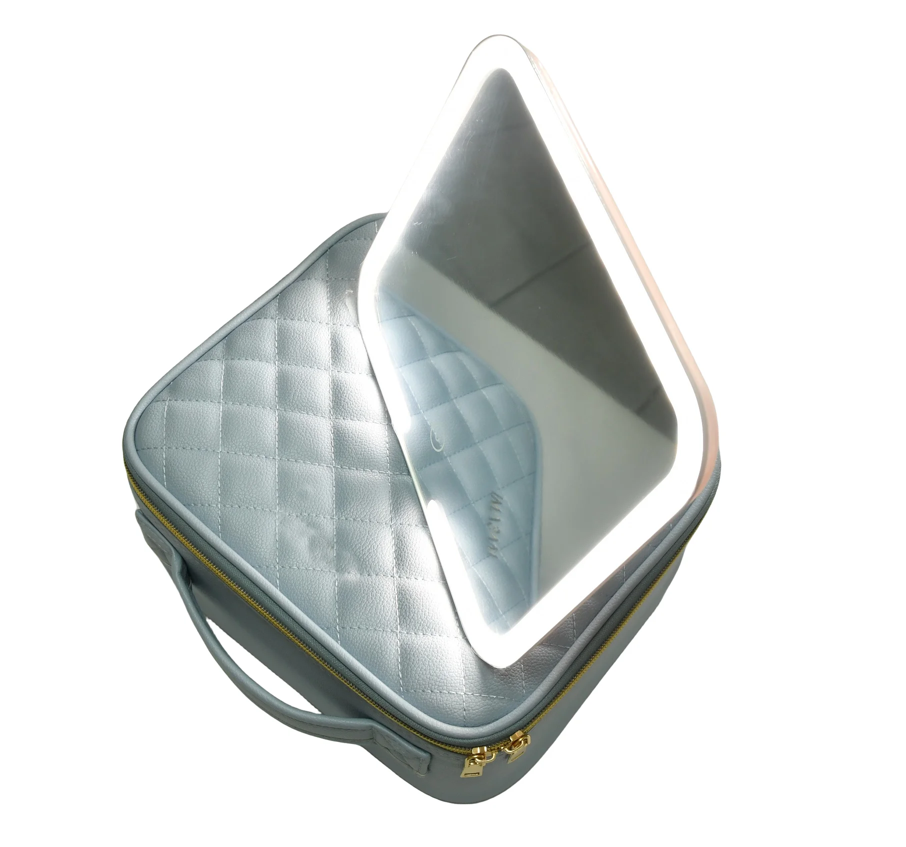 New Style LED Light Mirror Large Capacity  Makeup Storage Box Professional Chargeable USB Travel Portable Cosmetic Bag