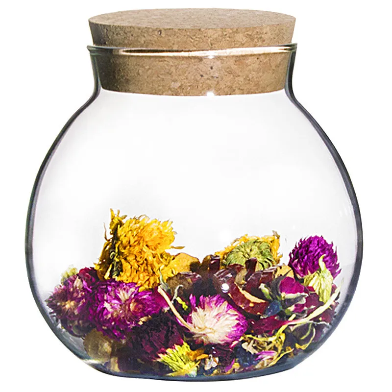 Hot Selling Airtight Container Glass Food Honey Cookie Storage Jar Glas Jar with Cork Lids / Glass Jar