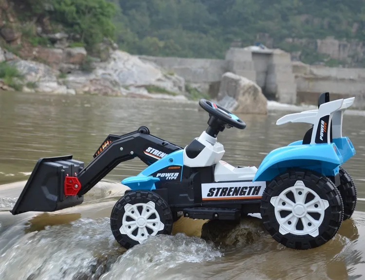 New design of children electric tractor 6V power 2 seat six wheel vehicle kids driving with hydraulic dump bucket 2 buyers