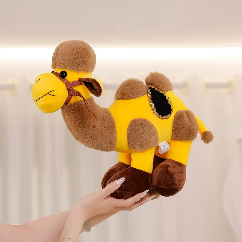 High quality Plush Desert Camel Toy Cartoon stuffed Simulated Camel  Doll Tourist gifts can be printed with logos