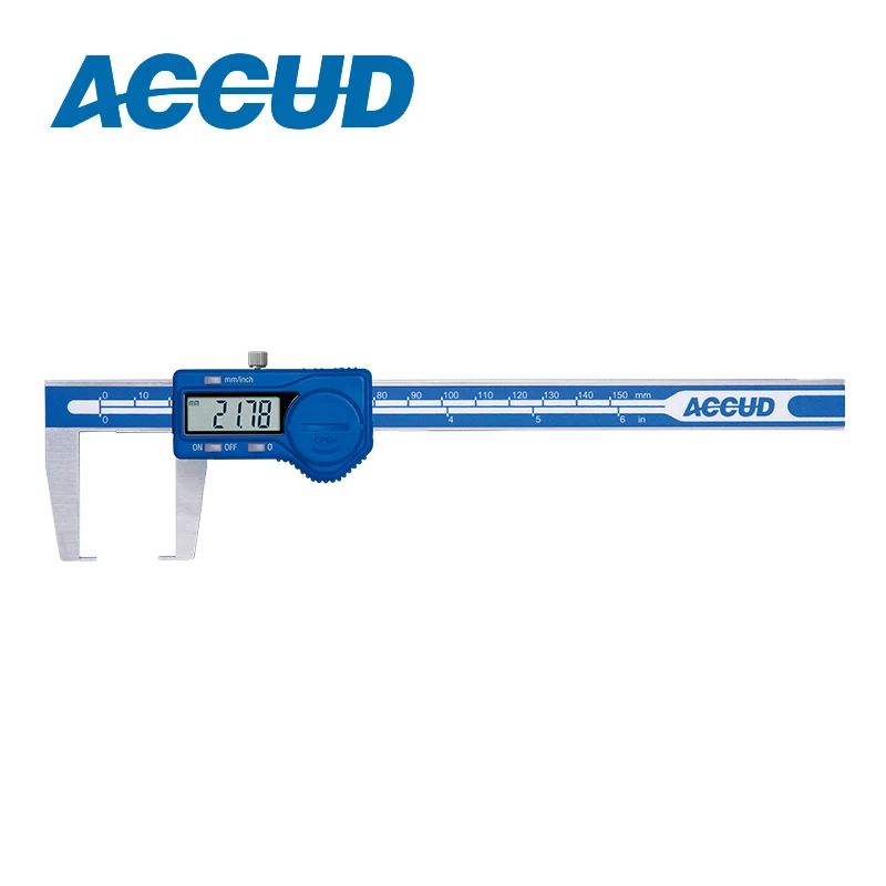 
ACCUD brand 150mm Digital Outside Neck Vernier Caliper Wall Thickness Vernier Caliper with Flat Measuring Points 