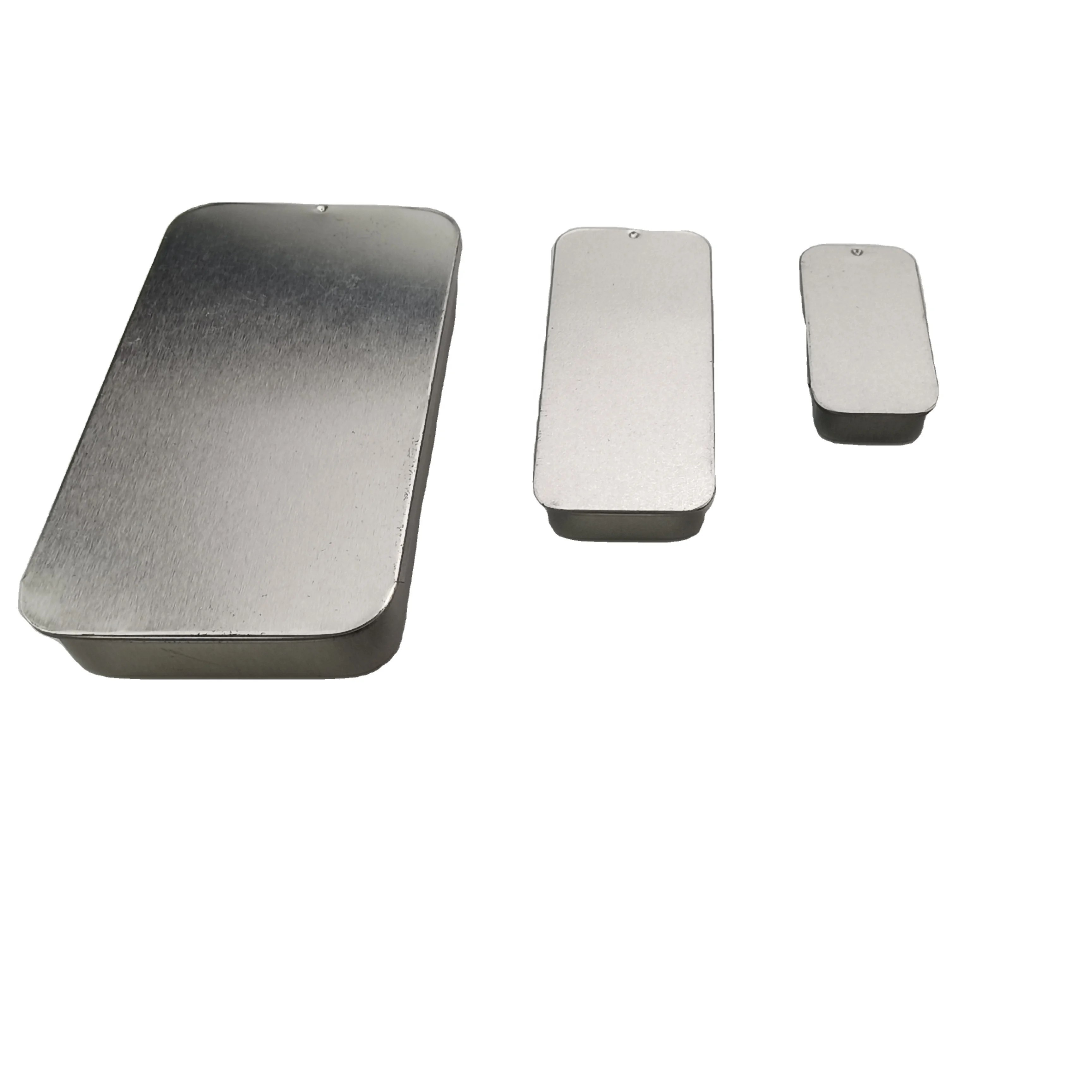 8cm x 3.5cm x 1.1cm  Small Mint  Slide Top Metal Rectangle Tin Can Box