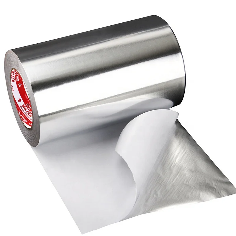50mm wide 0.5mm thick with fiberglass fabric thermal resistant self adhesive aluminum foil tape manufacturers without liner