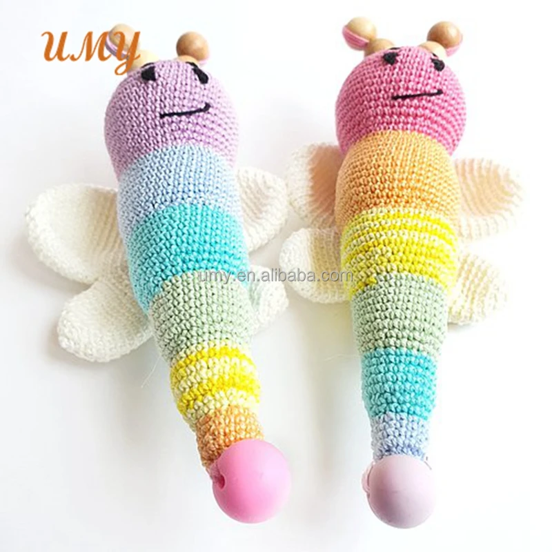 Жевательные детские игрушки для прорезывания зубов Amigurumi вязаные погремушки Strick Rassel крючком погремушки-бабочки