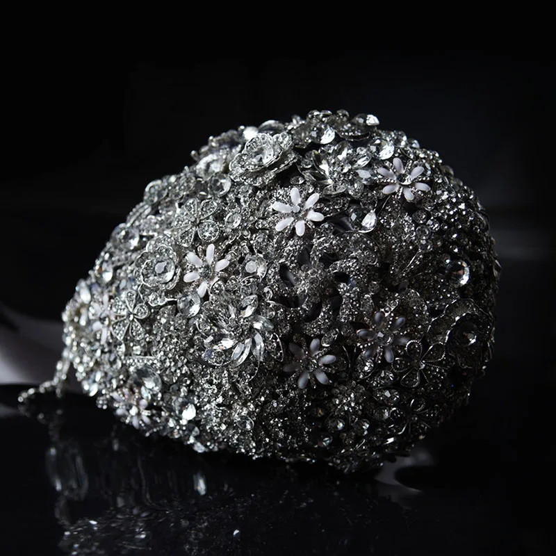 Romantic popular design handmade rhinestone bouquet full crystal luxury wedding bridal diamond bouquet