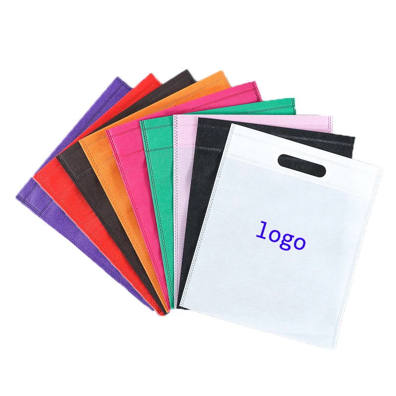 Eco friendly custom logo printing D cut reusable Non Woven shopping tote bag grocery bag flat Die Cut bag